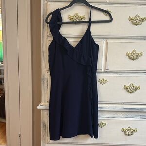 BB Dakota One Shoulder Dress in Deep Blue